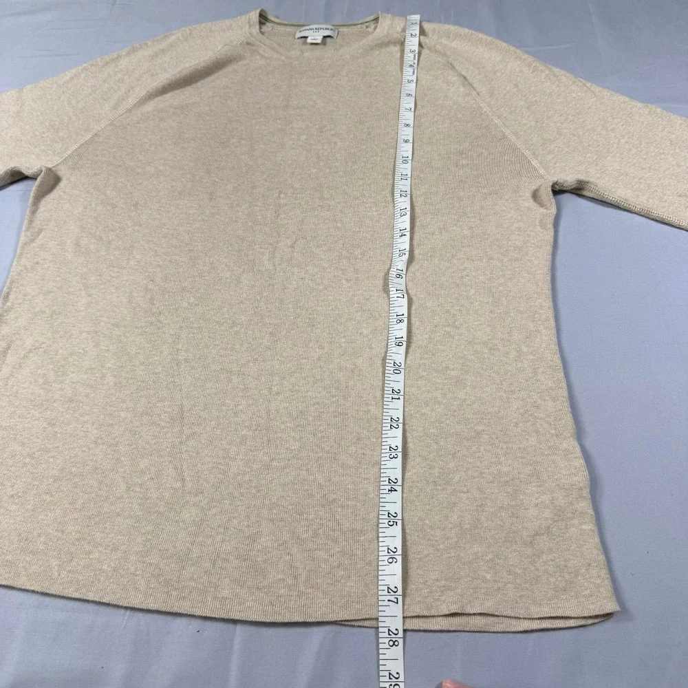 Banana Republic Mens Large Beige Cotton Long Sleeve Raglan Crew Neck Sweater L